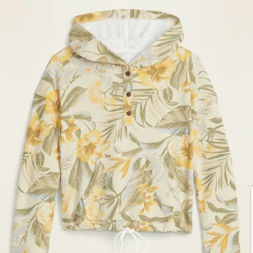 Old Navy Garment-Dyed French Terry Henley Hoodie for Women